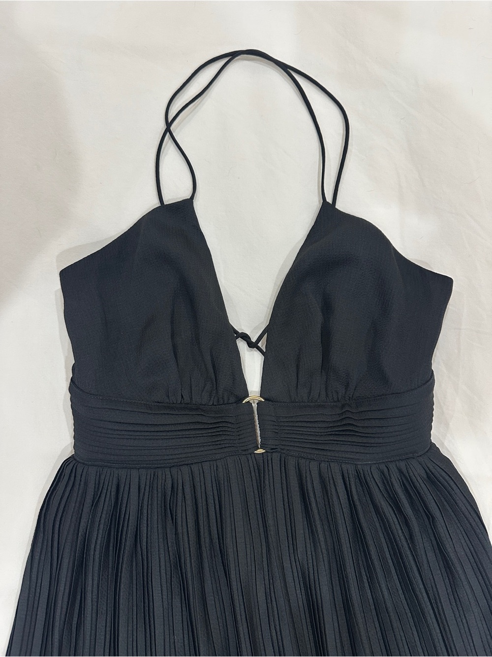 ba&sh Black Plunging V-Neck Spaghetti Strap Maxi Dress - Picture 6 of 8